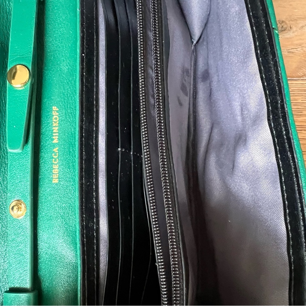 Rebecca Minkoff Green Leather Wallet on Chain Crossbody Bag - Picture 3 of 4